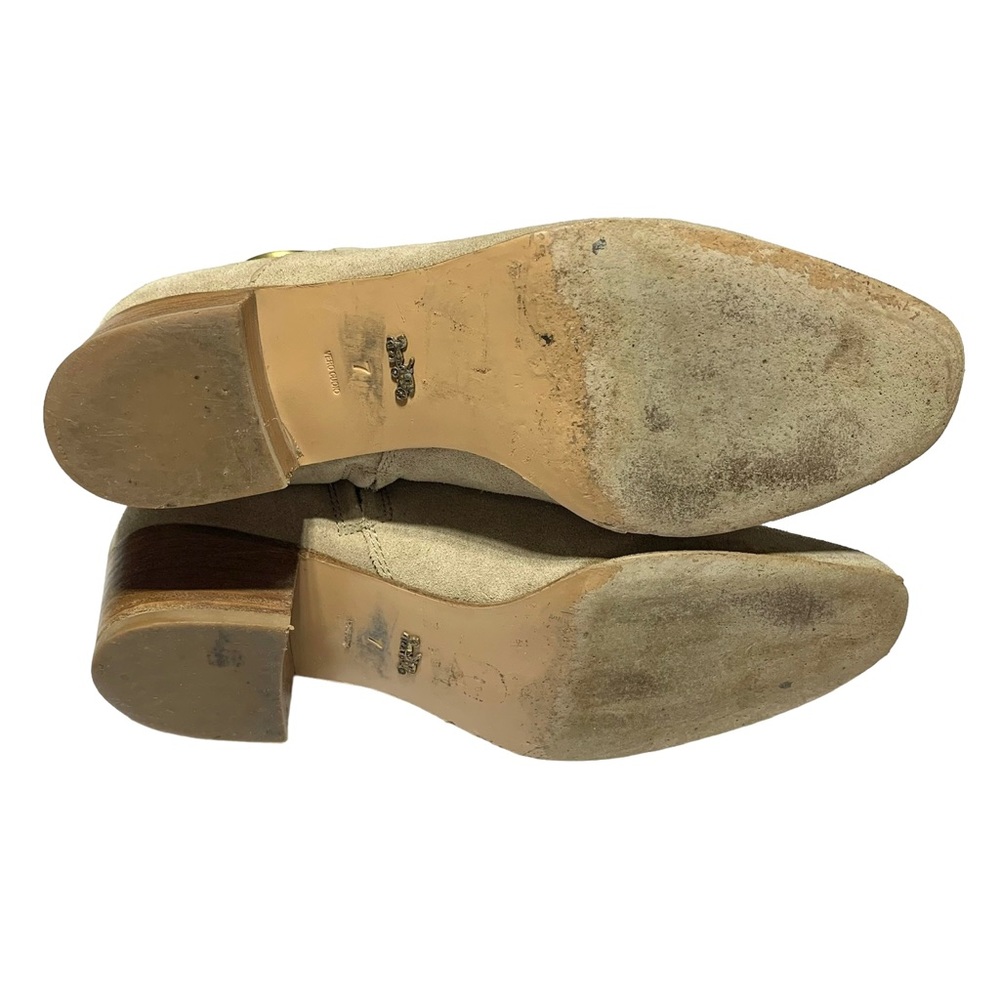 Coach Chrystie Suede Ankle Boots with Gold Buckle - Picture 6 of 16